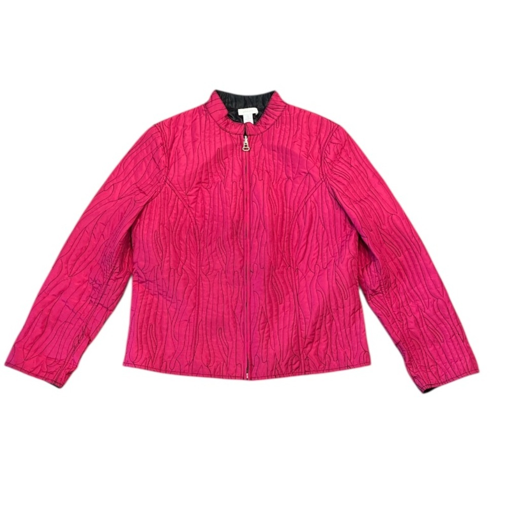 Chico's Hot Pink Size 1/Medium 8 Lightweight Stitched Quilted Jacket